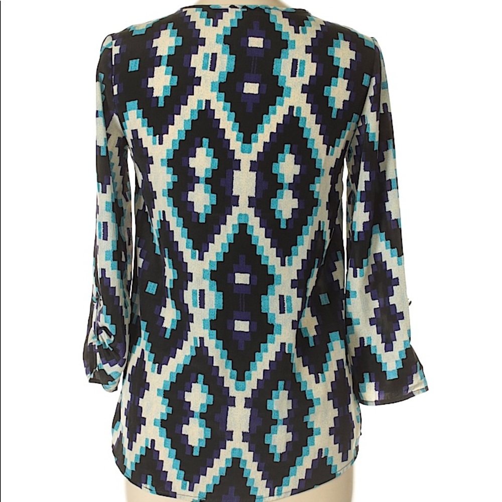 Honey&Hive Blue/Black Printed Top S - Picture 2 of 2